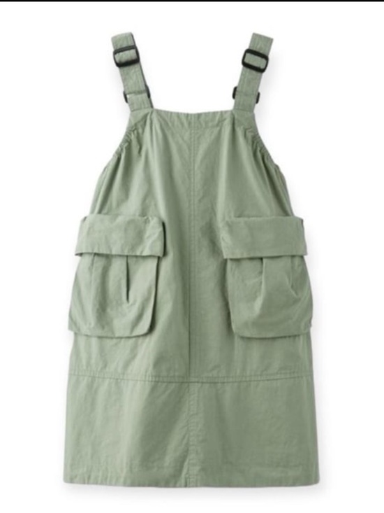 Zara Other - NWT Zara Girls Utility Cargo Pocket A-line Pinafore Green Dress w Pockets Size 9
